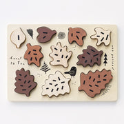 Wee Gallery Eco-Friendly Wooden Tray Toddler Puzzle - Count to 10 Leaves